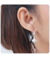 Chic Square Hang Shaped Silver Hoop Earring HO-2523